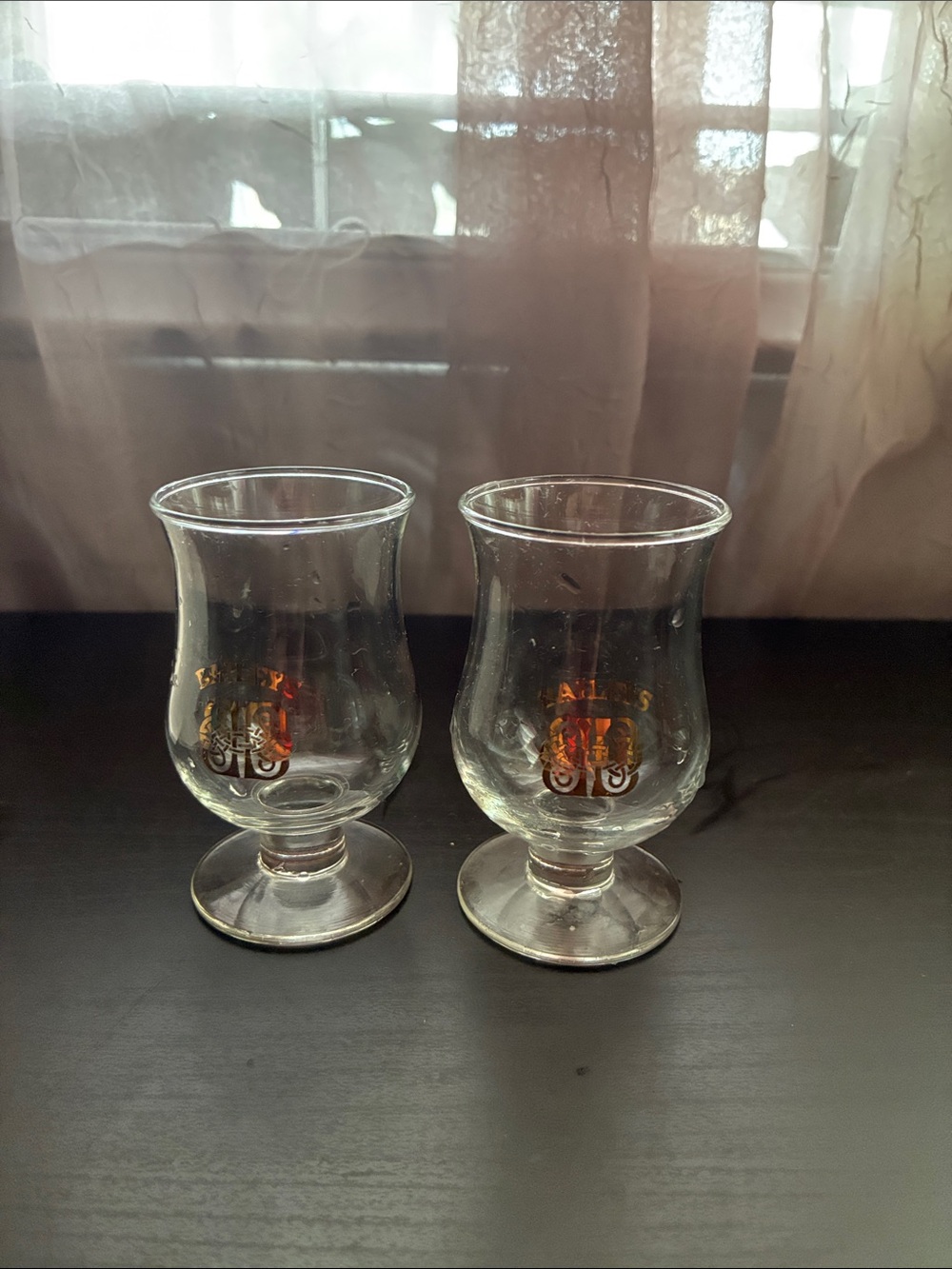 Vintage Bailey’s Clear Glass Tulip-Shaped Stemmed mini Goblets - Set of 2